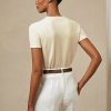 Cream Women’s Ralph Lauren Cashmere Jersey Short-Sleeve Sweaters Cream Women’s Ralph Lauren Cashmere Jersey Short-Sleeve Sweaters