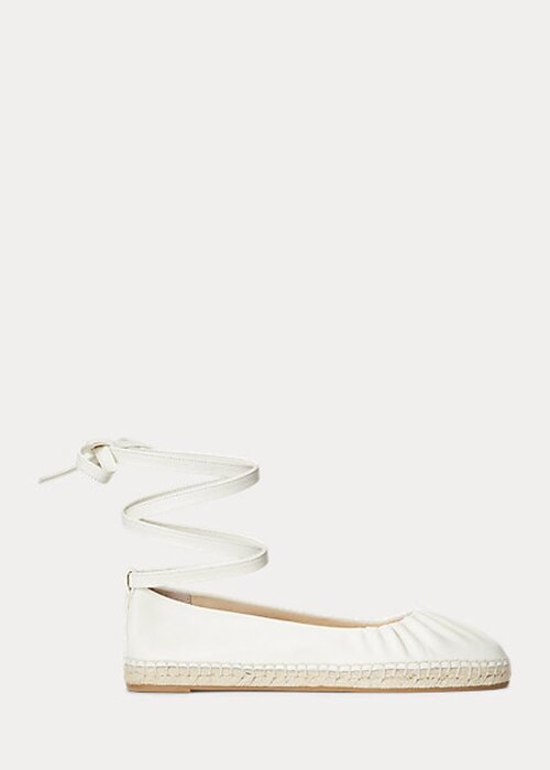 Cream Women’s Ralph Lauren Cecilia Nappa Leather Lace-Up Flat Shoes Cream Women’s Ralph Lauren Cecilia Nappa Leather Lace-Up Flat Shoes