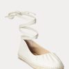 Cream Women’s Ralph Lauren Cecilia Nappa Leather Lace-Up Flat Shoes Cream Women’s Ralph Lauren Cecilia Nappa Leather Lace-Up Flat Shoes
