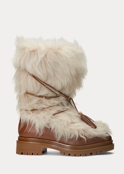 Cream Women’s Ralph Lauren Celia Shearling & Burnished Leather Boots Cream Women’s Ralph Lauren Celia Shearling & Burnished Leather Boots