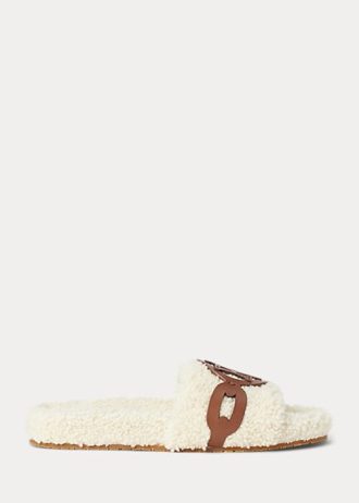 Cream Women’s Ralph Lauren Dixie Leather-Trim Shearling Flat Shoes Cream Women’s Ralph Lauren Dixie Leather-Trim Shearling Flat Shoes