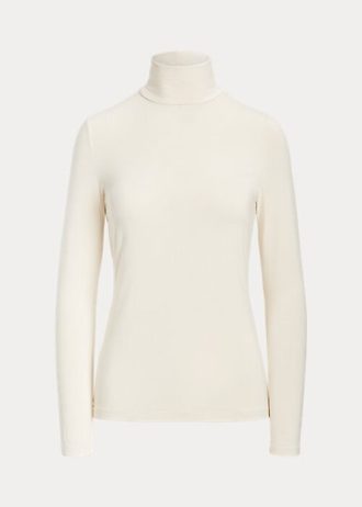 Cream Women’s Ralph Lauren Jersey Turtleneck T Shirts Cream Women’s Ralph Lauren Jersey Turtleneck T Shirts