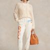 Cream Women’s Ralph Lauren Logo & Wave Graphic Fleece Sweatpants Cream Women’s Ralph Lauren Logo & Wave Graphic Fleece Sweatpants