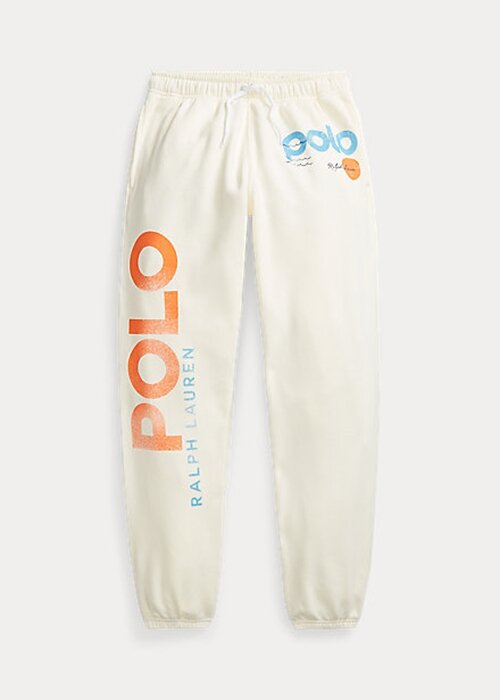 Cream Women’s Ralph Lauren Logo & Wave Graphic Fleece Sweatpants Cream Women’s Ralph Lauren Logo & Wave Graphic Fleece Sweatpants