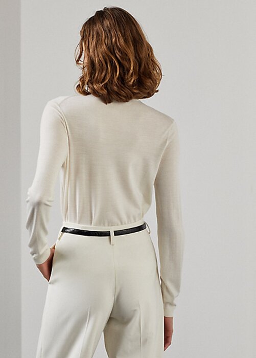 Cream Women’s Ralph Lauren Merino Wool Crewneck Sweaters Cream Women’s Ralph Lauren Merino Wool Crewneck Sweaters