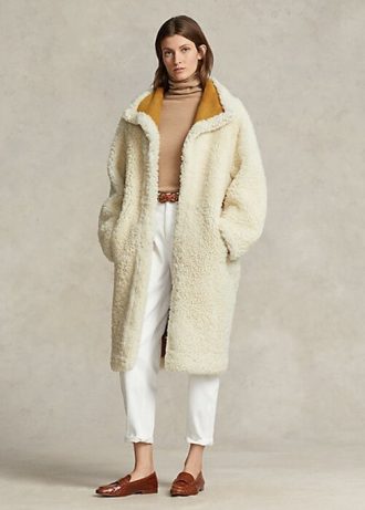 Cream Women’s Ralph Lauren Oversize Reversible Shearling Coats Cream Women’s Ralph Lauren Oversize Reversible Shearling Coats