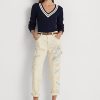 Cream Women’s Ralph Lauren Paint-Splatter Denim Carpenter Jeans Cream Women’s Ralph Lauren Paint-Splatter Denim Carpenter Jeans