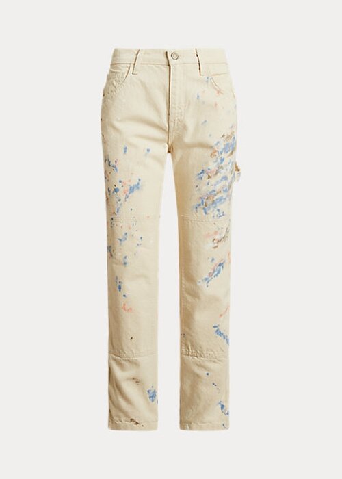 Cream Women’s Ralph Lauren Paint-Splatter Denim Carpenter Jeans Cream Women’s Ralph Lauren Paint-Splatter Denim Carpenter Jeans