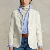 Cream Women’s Ralph Lauren Pinstripe Cotton-Linen-Wool Blazers Cream Women’s Ralph Lauren Pinstripe Cotton-Linen-Wool Blazers