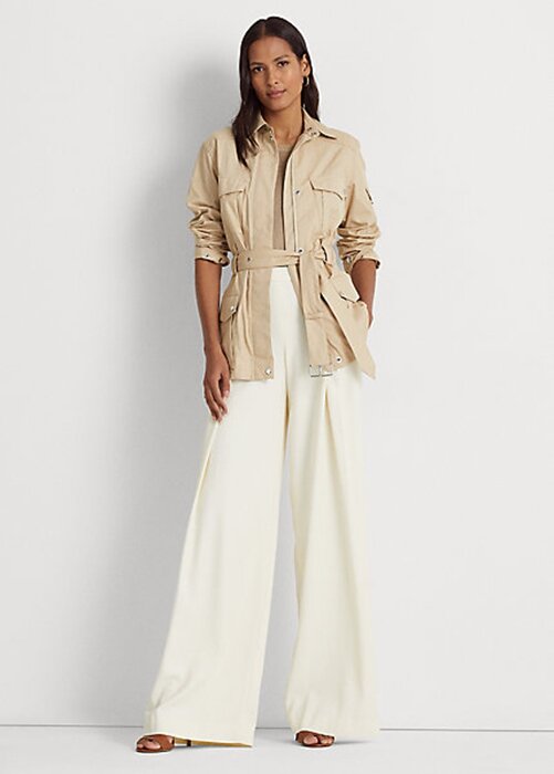 Cream Women’s Ralph Lauren Pleated Crepe Wide-Leg Pants Cream Women’s Ralph Lauren Pleated Crepe Wide-Leg Pants