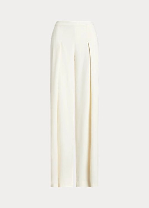 Cream Women’s Ralph Lauren Pleated Crepe Wide-Leg Pants Cream Women’s Ralph Lauren Pleated Crepe Wide-Leg Pants
