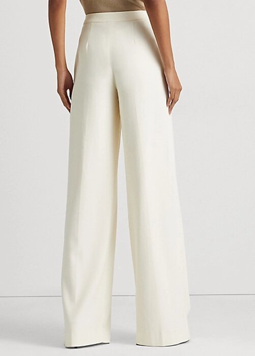 Cream Women’s Ralph Lauren Pleated Crepe Wide-Leg Pants Cream Women’s Ralph Lauren Pleated Crepe Wide-Leg Pants