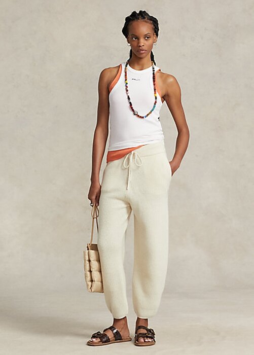 Cream Women’s Ralph Lauren Rib-Knit Cashmere-Wool Sweater Pants Cream Women’s Ralph Lauren Rib-Knit Cashmere-Wool Sweater Pants