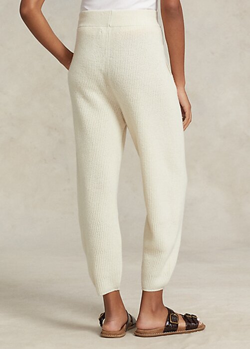 Cream Women’s Ralph Lauren Rib-Knit Cashmere-Wool Sweater Pants Cream Women’s Ralph Lauren Rib-Knit Cashmere-Wool Sweater Pants