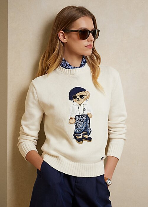 Cream Women’s Ralph Lauren Sarong Bear Jersey Sweaters Cream Women’s Ralph Lauren Sarong Bear Jersey Sweaters
