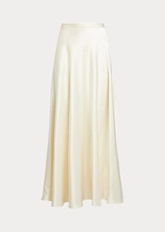 Cream Women’s Ralph Lauren Satin A-Line Skirts Cream Women’s Ralph Lauren Satin A-Line Skirts