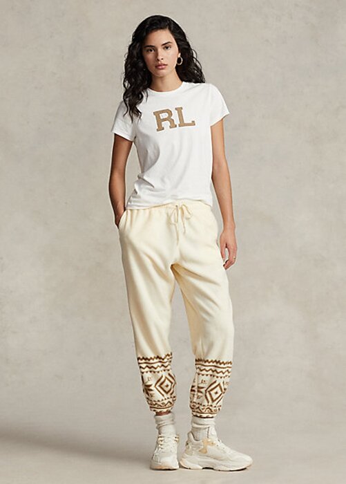 Cream Women’s Ralph Lauren Snowflake-Motif Fleece Sweatpants Cream Women’s Ralph Lauren Snowflake-Motif Fleece Sweatpants