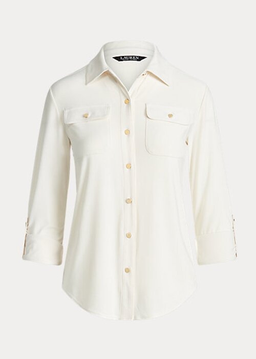 Cream Women’s Ralph Lauren Stretch Jersey Shirts Cream Women’s Ralph Lauren Stretch Jersey Shirts