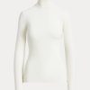 Cream Women’s Ralph Lauren Stretch Ribbed Turtleneck T Shirts Cream Women’s Ralph Lauren Stretch Ribbed Turtleneck T Shirts