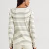 Cream Women’s Ralph Lauren Striped Cotton-Blend Henley Tops Cream Women’s Ralph Lauren Striped Cotton-Blend Henley Tops