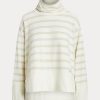 Cream Women’s Ralph Lauren Striped Performance Fleece Pullover Sweaters Cream Women’s Ralph Lauren Striped Performance Fleece Pullover Sweaters