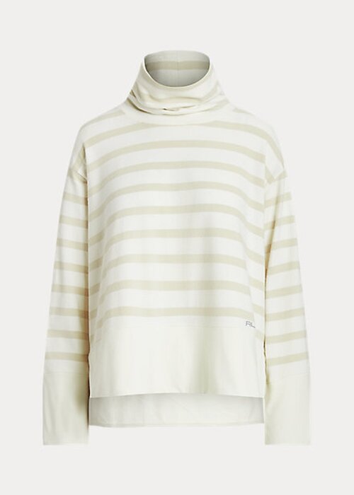 Cream Women’s Ralph Lauren Striped Performance Fleece Pullover Sweaters Cream Women’s Ralph Lauren Striped Performance Fleece Pullover Sweaters