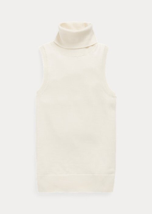 Cream Women’s Ralph Lauren Wool Sleeveless Turtleneck Sweaters Cream Women’s Ralph Lauren Wool Sleeveless Turtleneck Sweaters