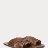 Dark Brown Men’s Ralph Lauren Braided Leather Slippers Dark Brown Men’s Ralph Lauren Braided Leather Slippers
