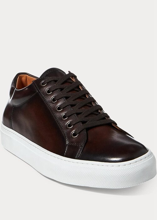 Dark Brown Men’s Ralph Lauren Severn Burnished Calfskin Sneakers Dark Brown Men’s Ralph Lauren Severn Burnished Calfskin Sneakers