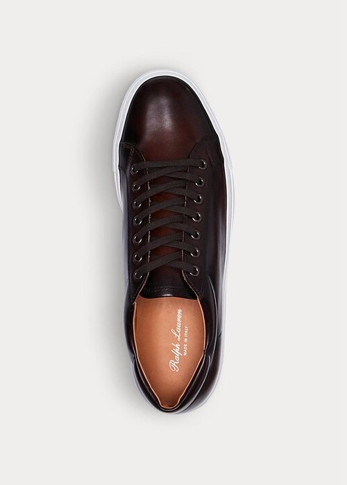 Dark Brown Men’s Ralph Lauren Severn Burnished Calfskin Sneakers Dark Brown Men’s Ralph Lauren Severn Burnished Calfskin Sneakers