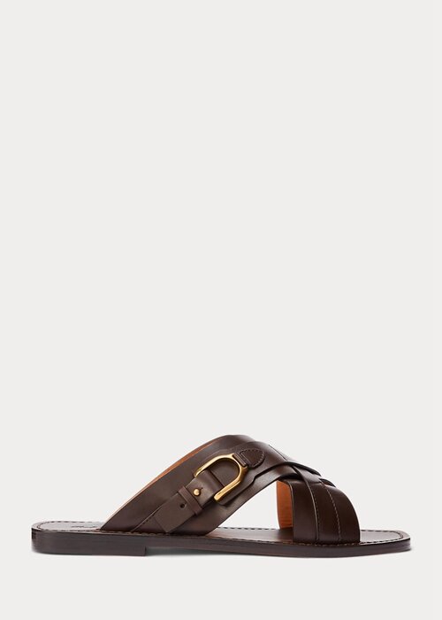 Dark Brown Men’s Ralph Lauren Welington Calfskin Slippers Dark Brown Men’s Ralph Lauren Welington Calfskin Slippers