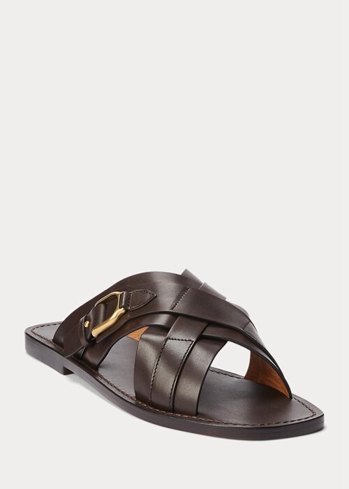 Dark Brown Men’s Ralph Lauren Welington Calfskin Slippers Dark Brown Men’s Ralph Lauren Welington Calfskin Slippers