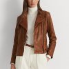 Dark Brown Women’s Ralph Lauren Leather Moto Jackets Dark Brown Women’s Ralph Lauren Leather Moto Jackets