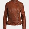 Dark Brown Women’s Ralph Lauren Leather Moto Jackets Dark Brown Women’s Ralph Lauren Leather Moto Jackets