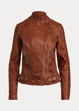 Dark Brown Women’s Ralph Lauren Leather Moto Jackets Dark Brown Women’s Ralph Lauren Leather Moto Jackets