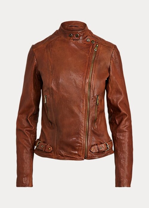 Dark Brown Women’s Ralph Lauren Leather Moto Jackets Dark Brown Women’s Ralph Lauren Leather Moto Jackets