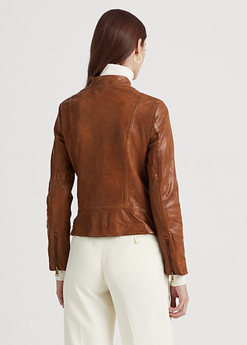 Dark Brown Women’s Ralph Lauren Leather Moto Jackets Dark Brown Women’s Ralph Lauren Leather Moto Jackets