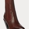 Dark Brown Women’s Ralph Lauren Lowrey Leather Cowboy Boots Dark Brown Women’s Ralph Lauren Lowrey Leather Cowboy Boots