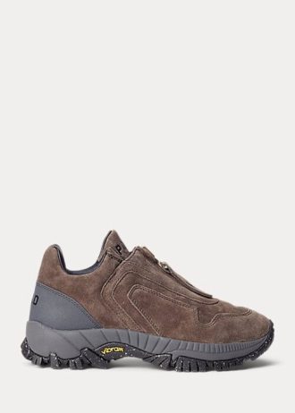 Dark Grey Women’s Ralph Lauren Grayson Calf-Suede Zip Sneakers