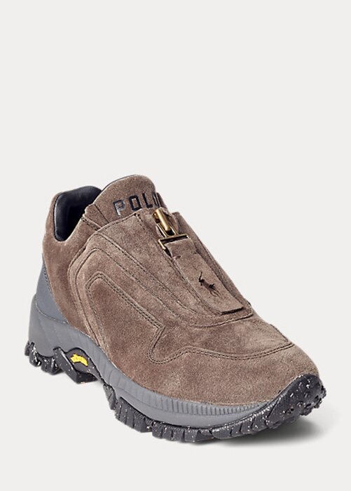 Dark Grey Women’s Ralph Lauren Grayson Calf-Suede Zip Sneakers Dark Grey Women’s Ralph Lauren Grayson Calf-Suede Zip Sneakers