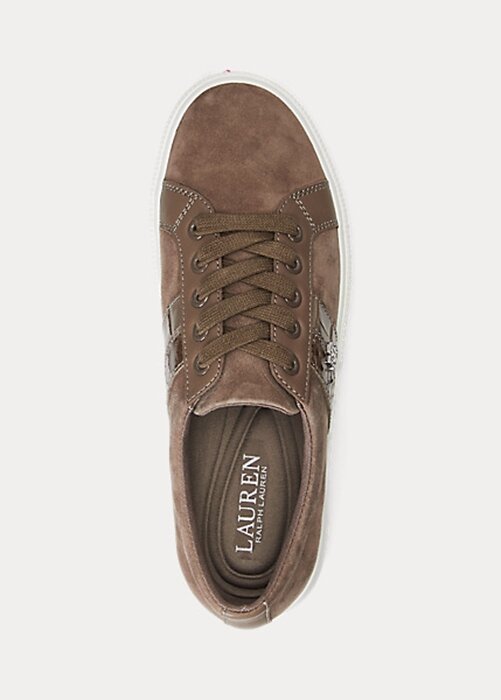 Dark Grey Women’s Ralph Lauren Janson II Leather-Trim Suede Sneakers Dark Grey Women’s Ralph Lauren Janson II Leather-Trim Suede Sneakers