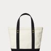 Ecru/Black Women’s Ralph Lauren Canvas Small Polo Bear Tote Bags Ecru/Black Women’s Ralph Lauren Canvas Small Polo Bear Tote Bags