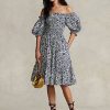 Flower Women’s Ralph Lauren Floral Blouson-Sleeve Cotton Dress Flower Women’s Ralph Lauren Floral Blouson-Sleeve Cotton Dress