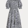 Flower Women’s Ralph Lauren Floral Blouson-Sleeve Cotton Dress Flower Women’s Ralph Lauren Floral Blouson-Sleeve Cotton Dress