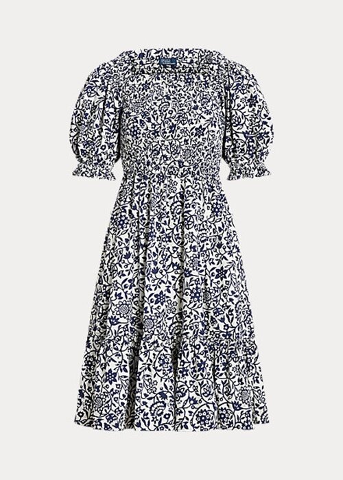 Flower Women’s Ralph Lauren Floral Blouson-Sleeve Cotton Dress Flower Women’s Ralph Lauren Floral Blouson-Sleeve Cotton Dress
