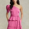 Fuchsia Women’s Ralph Lauren Belted One-Shoulder Cotton Tops Fuchsia Women’s Ralph Lauren Belted One-Shoulder Cotton Tops