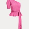 Fuchsia Women’s Ralph Lauren Belted One-Shoulder Cotton Tops Fuchsia Women’s Ralph Lauren Belted One-Shoulder Cotton Tops