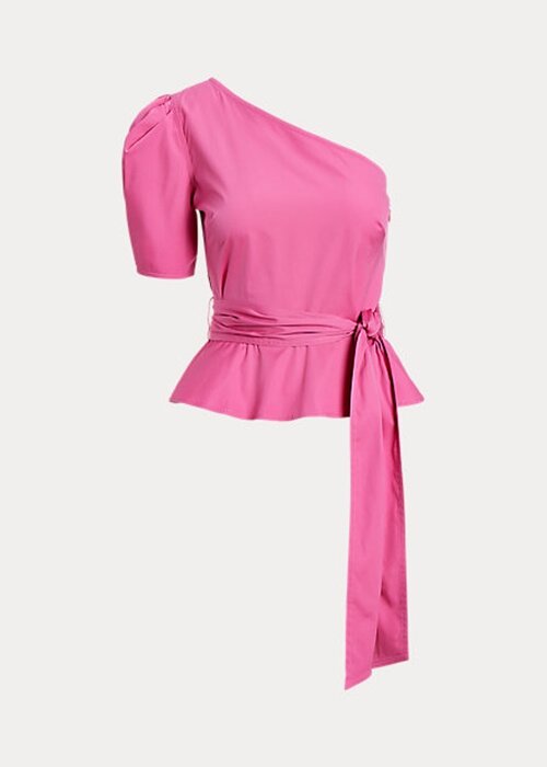 Fuchsia Women’s Ralph Lauren Belted One-Shoulder Cotton Tops Fuchsia Women’s Ralph Lauren Belted One-Shoulder Cotton Tops