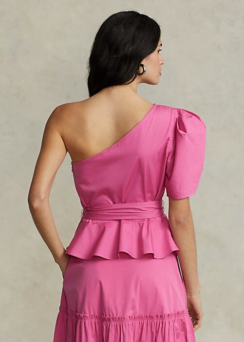 Fuchsia Women’s Ralph Lauren Belted One-Shoulder Cotton Tops Fuchsia Women’s Ralph Lauren Belted One-Shoulder Cotton Tops