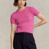 Fuchsia Women’s Ralph Lauren Cable-Knit Cotton Short-Sleeve Sweaters Fuchsia Women’s Ralph Lauren Cable-Knit Cotton Short-Sleeve Sweaters
